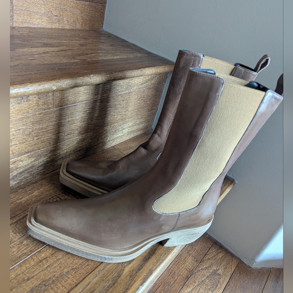 Leather Western Mimosa Go West Brown Italian Leather boots EU Sz 40 US 10B - Picture 11 of 13